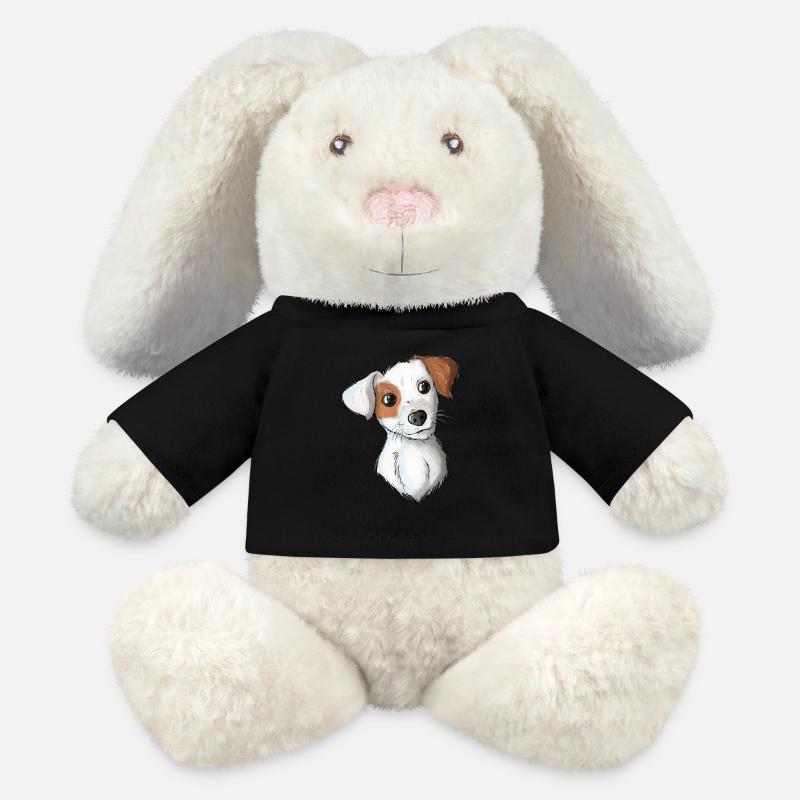 Jack Russell Pattern 7 - MiniFeet® RecycelHase® Creme - Schwarz