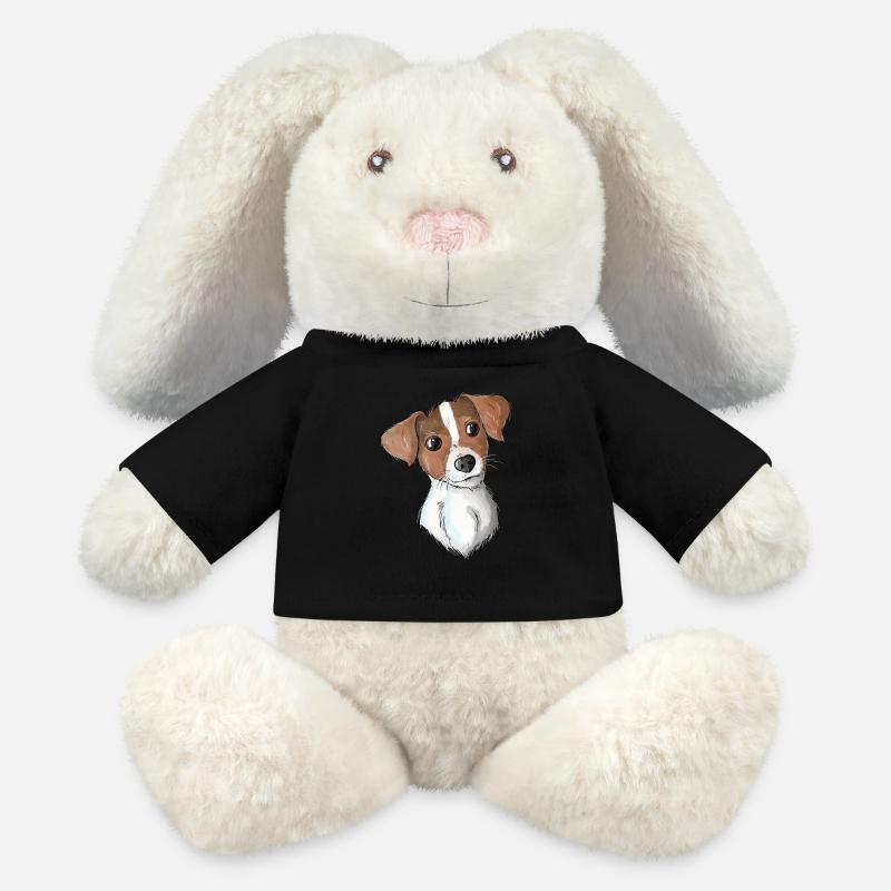 Jack Russell Pattern 4 - MiniFeet® RecycelHase® Creme - Schwarz