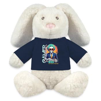 Retro Gamer Skelett mit Controller Konsolenspiele - MiniFeet® RecycelHase® Creme - French Navy - Vorne