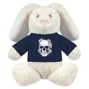 Totenschädel Totenkopf Rosen Gothic Rose Goth - MiniFeet® RecycelHase® Creme - French Navy - Vorne