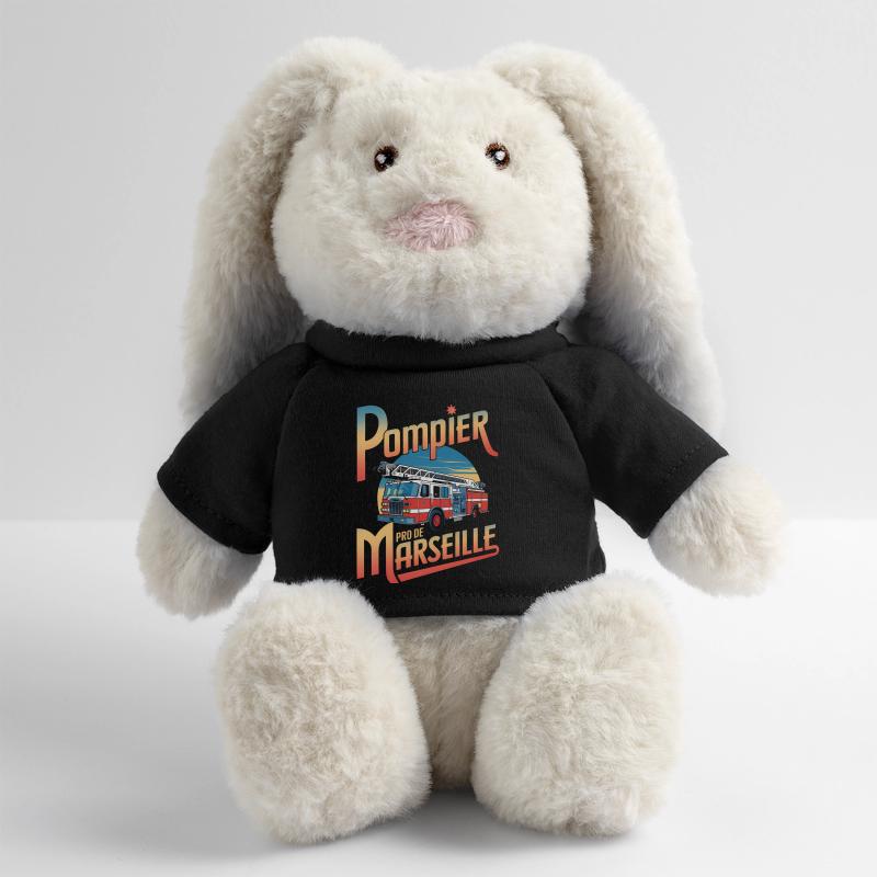 Pompier Pro de Marseille Lapin en peluche recyclé MiniFeet® Crème