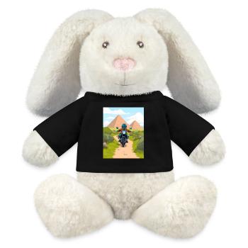 Moto de dessin animé dans le désert - Lapin en peluche recyclé MiniFeet® Crème - noir - Devant