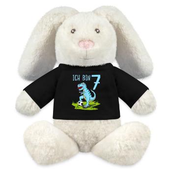 Dinosaure Rex Football 7 Anniversaire Bleu - Lapin en peluche recyclé MiniFeet® Crème - noir - Devant