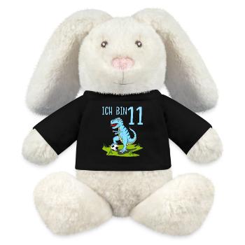 Dinosaure Rex Football 11ème Anniversaire Bleu - Lapin en peluche recyclé MiniFeet® Crème - noir - Devant