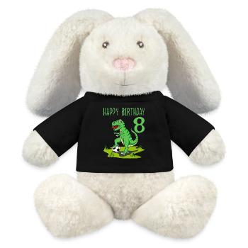 Dinosaur Rex Football 8 Happy Birthday Green - MiniFeet® RecycelHase® Bunny Cream - black - Front