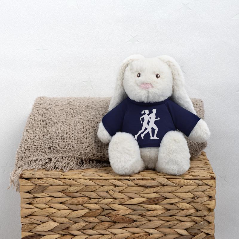 Conception dynamique de la silhouette de course à pied Lapin en peluche recyclé MiniFeet® Crème
