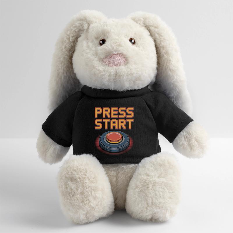 Press Start Retro Gaming Pixel Arcade Button MiniFeet® RecycelHase® Bunny Cream