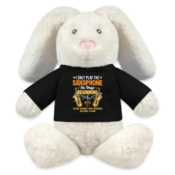 Saxophone - Lapin en peluche recyclé MiniFeet® Crème - noir - Devant