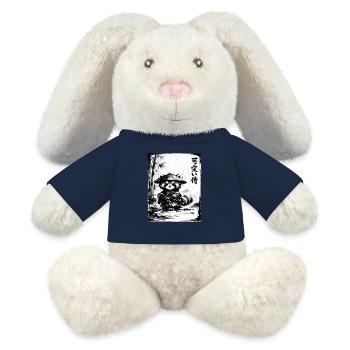 Samurai Red Panda Sumi-e Ink Drawing - MiniFeet® RecycelHase® Bunny Cream - french navy - Front