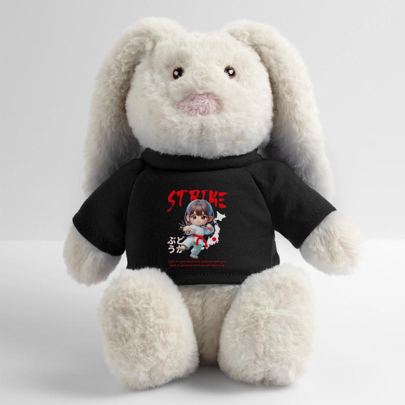 Frappe du Héros de Karaté Chibi Lapin en peluche recyclé MiniFeet® Crème