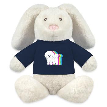 Bichon frisé - Lapin en peluche recyclé MiniFeet® Crème - bleu marine - Devant