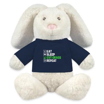 Pelouse (prairie) Tondeuse à gazon - Lapin en peluche recyclé MiniFeet® Crème - bleu marine - Devant