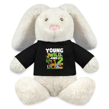Jeune Sauvage et 2 | Anniversaire sur le thème des animaux safari - Lapin en peluche recyclé MiniFeet® Crème - noir - Devant