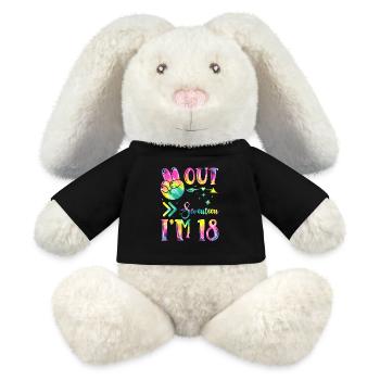 Peace Out Seventeen I'm 18 | Tie Dye Themed - MiniFeet® RecycelHase® Creme - Schwarz - Vorne