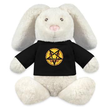 Satanischer Kult Pentagramm Käsige Pizza - MiniFeet® RecycelHase® Creme - Schwarz - Vorne