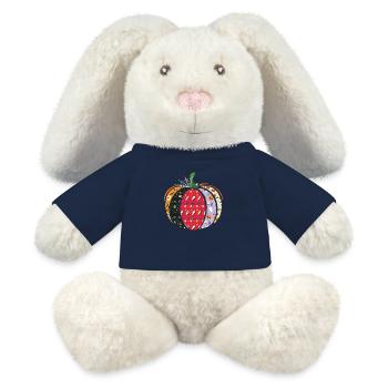 Vacances d’Halloween à la citrouille à motifs effrayants - Lapin en peluche recyclé MiniFeet® Crème - bleu marine - Devant
