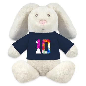 NUMMER 10 JAHRE ALT 10. GEBURTSTAG - MiniFeet® RecycelHase® Creme - French Navy - Vorne
