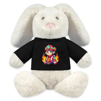 Hero in red the firefighter - MiniFeet® RecycelHase® Bunny Cream - black - Front