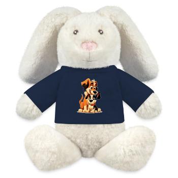 Chiens joueurs Happy Puppy et Duo Parent - Lapin en peluche recyclé MiniFeet® Crème - bleu marine - Devant