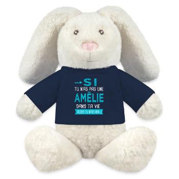 Amélie Si tu n as pas une amélie - Lapin en peluche recyclé MiniFeet® Crème - bleu marine - Devant