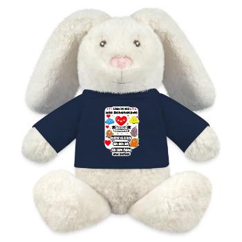 Liebe ist süß wie Schokolade – Herzliches Design - MiniFeet® RecycelHase® Creme - French Navy - Vorne