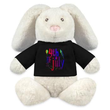 Independence Day USA Amerika 4th July Geschenk - MiniFeet® RecycelHase® Creme - Schwarz - Vorne