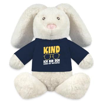 Fille Fils - Lapin en peluche recyclé MiniFeet® Crème - bleu marine - Devant