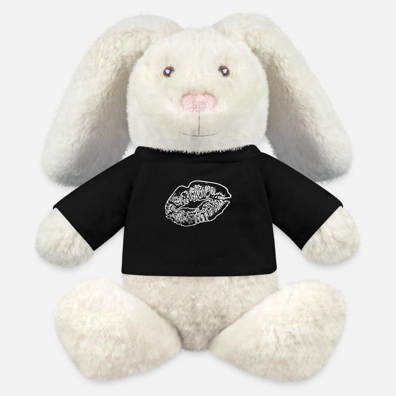 Rouge à lèvres Baiser bouche Saint-Valentin Baisers - Lapin en peluche recyclé MiniFeet® Crème - noir