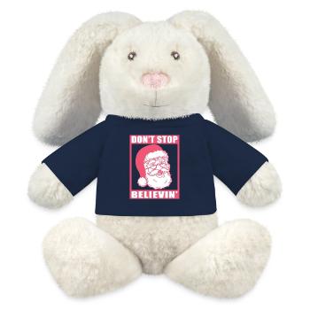 Noël Noël n’arrêtez pas Believin' Cadeau de Noël - Lapin en peluche recyclé MiniFeet® Crème - bleu marine - Devant