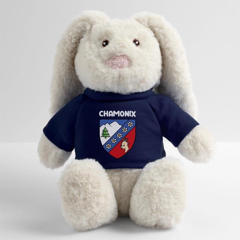 Drapeau Mignon Chamonix Mont Blanc Haute Savoie Lapin en peluche recyclé MiniFeet® Crème