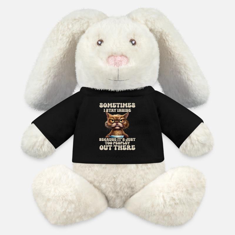 Drôle de chat - Lapin en peluche recyclé MiniFeet® Crème - noir
