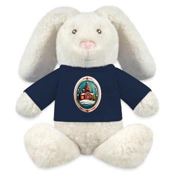 Cabane de Noël - Lapin en peluche recyclé MiniFeet® Crème - bleu marine - Devant