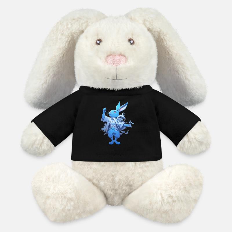 CONIGLI0 BLEU CLAIR - Lapin en peluche recyclé MiniFeet® Crème - noir
