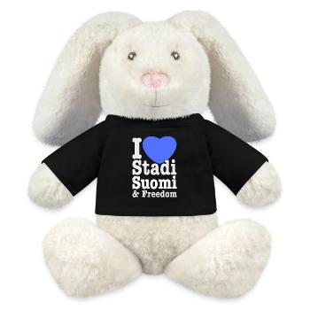 I love Stadi Suomi and Freedom - MiniFeet® RecycelHase® Bunny Cream - black - Front