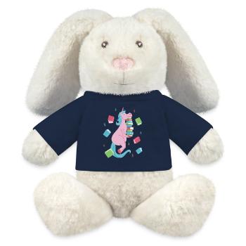 Délice de licorne livresque - Lapin en peluche recyclé MiniFeet® Crème - bleu marine - Devant