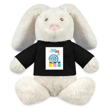 Abattu à 10. Intense et précis. - Lapin en peluche recyclé MiniFeet® Crème - noir - Devant