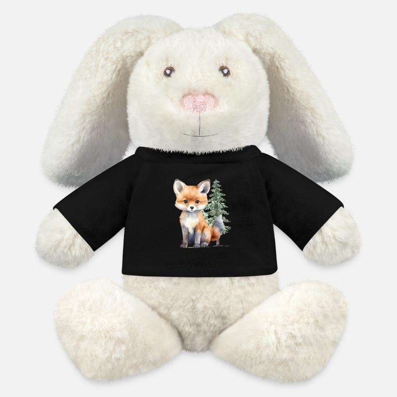 Fox in the forest - MiniFeet® RecycelHase® Bunny Cream - black