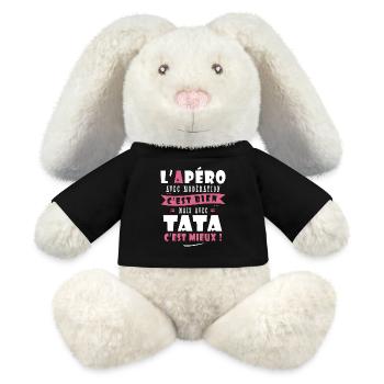 Tata Cadeau tati Humour cadeau tante - Lapin en peluche recyclé MiniFeet® Crème - noir - Devant