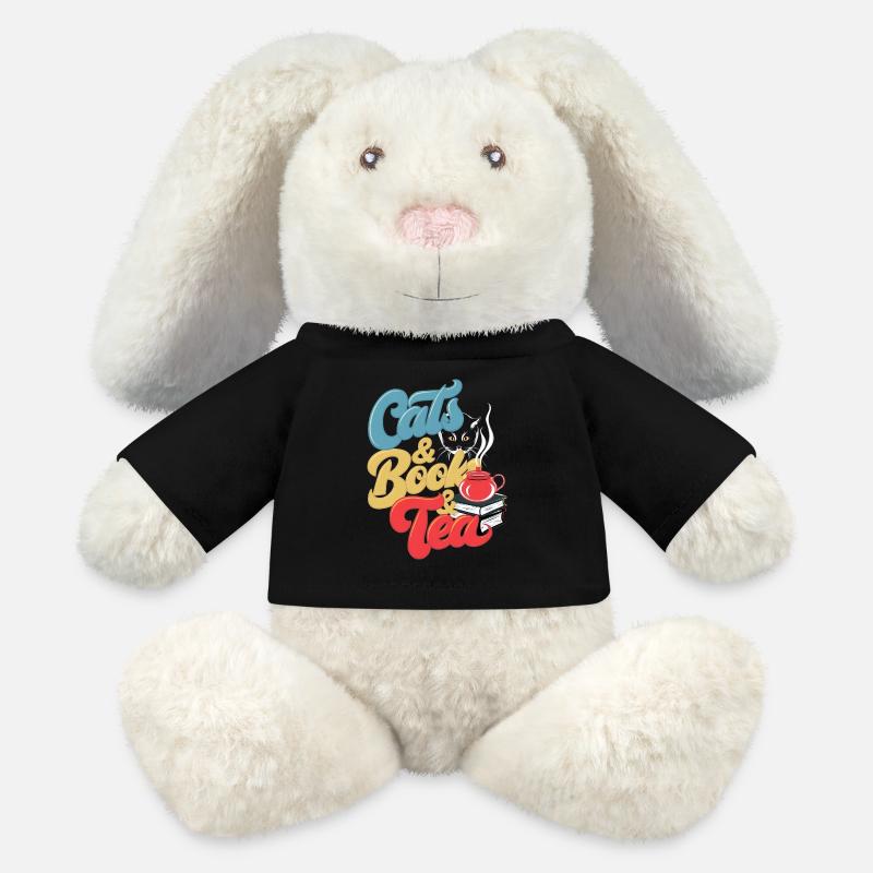 Cats and Tea Print - MiniFeet® RecycelHase® Bunny Cream - black
