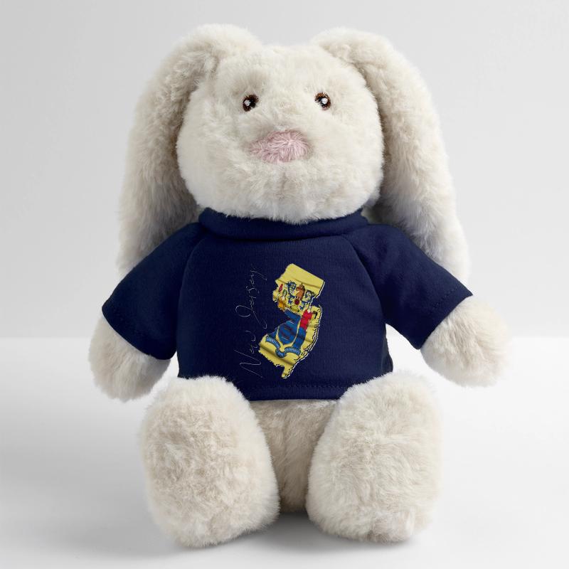 New Jersey (États-Unis) | Drapeau réel | Flag Map Script Lapin en peluche recyclé MiniFeet® Crème