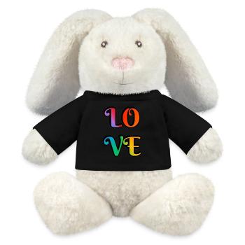 Amour arc-en-ciel rétro - Lapin en peluche recyclé MiniFeet® Crème - noir - Devant