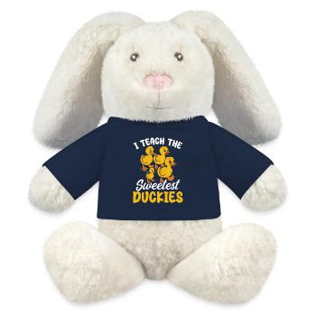 I Teach The Sweetest Duckies Teacher Rubber Duck - Lapin en peluche recyclé MiniFeet® Crème - bleu marine - Devant