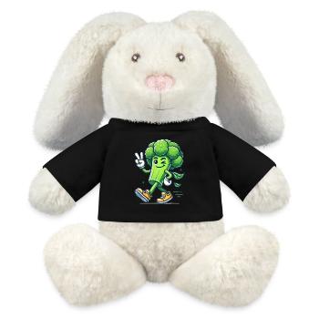 Cooles laufendes Brokkoli-Cartoon-Design - MiniFeet® RecycelHase® Creme - Schwarz - Vorne