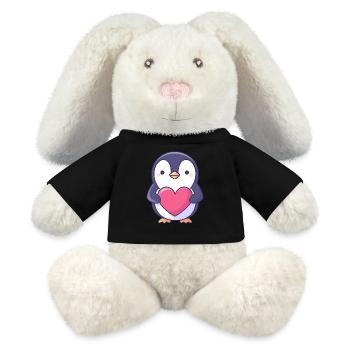 Pinguin mit rotem Herz - Entzückender Cartoon - MiniFeet® RecycelHase® Creme - Schwarz - Vorne