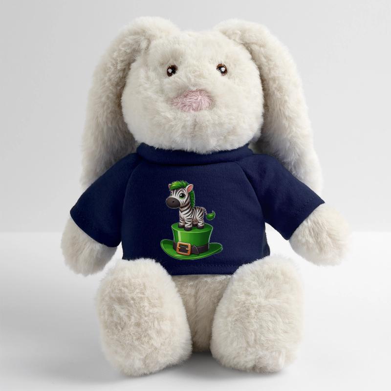 Mignon zèbre Saint-Patrick chapeau haut de forme trèfle Lapin en peluche recyclé MiniFeet® Crème