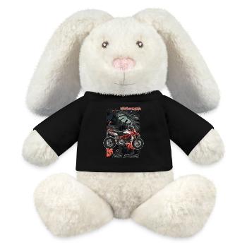 Superbike // Illustration - Lapin en peluche recyclé MiniFeet® Crème - noir - Devant