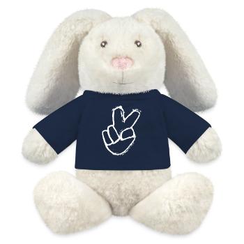 Victory Sign - Peace and Peace - MiniFeet® RecycelHase® Bunny Cream - french navy - Front