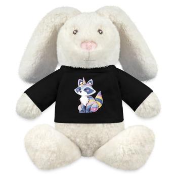Niedliches Waschbär-Einhorn, pastellfarbenes Regenbogen-Tierdesign - MiniFeet® RecycelHase® Creme - Schwarz - Vorne