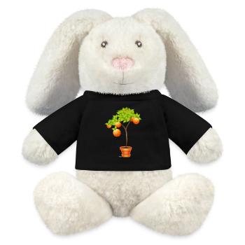 Kleiner Orangenbaum im Blumentopf - MiniFeet® RecycelHase® Creme - Schwarz - Vorne