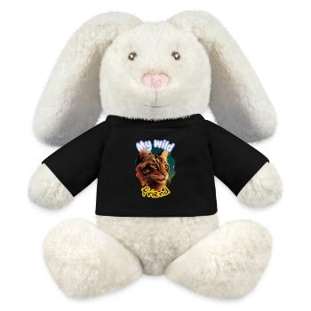 Illustration de l’amitié du chat sauvage - Lapin en peluche recyclé MiniFeet® Crème - noir - Devant